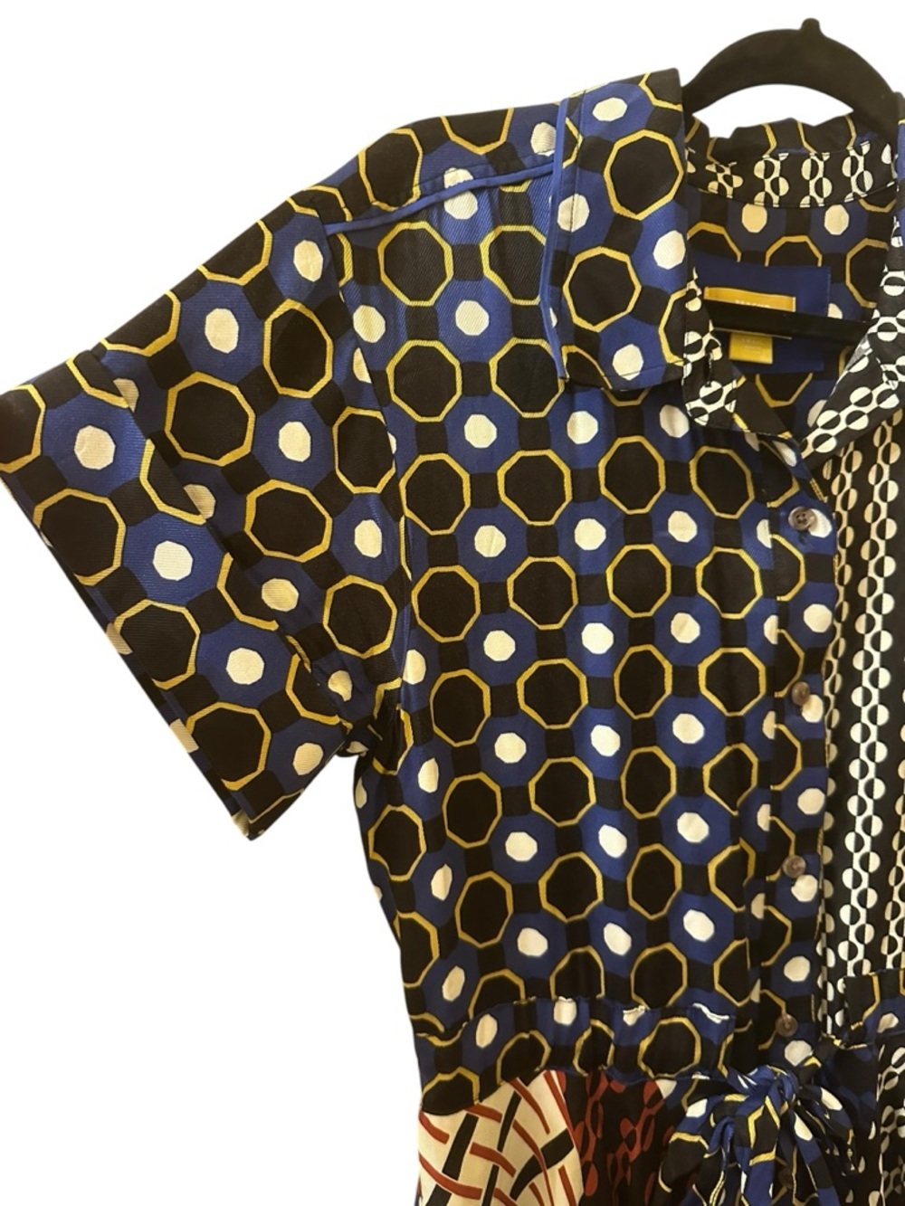 Maeve by Anthropologie Navy and Yellow Patterned Dress size S/m - Picture 8 of 13